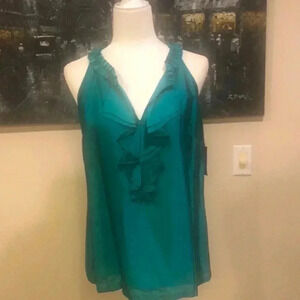 Alfani Soft Shine Green Halter Ruffle Top-Size. 8